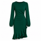 ✨ Robe bodycon unie à manches bouffantes pour femme, ajustée et féminine 💃