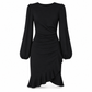 ✨ Robe bodycon unie à manches bouffantes pour femme, ajustée et féminine 💃