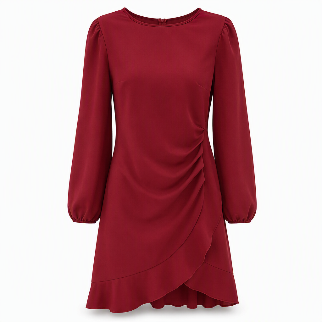 ✨ Robe bodycon unie à manches bouffantes pour femme, ajustée et féminine 💃