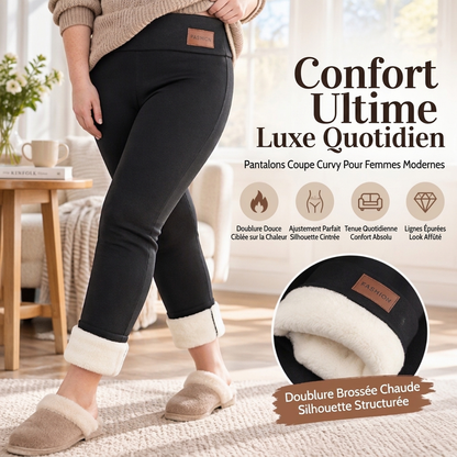 💖 Legging thermique femme à taille haute, avec doublure en peluche douce 🧶
