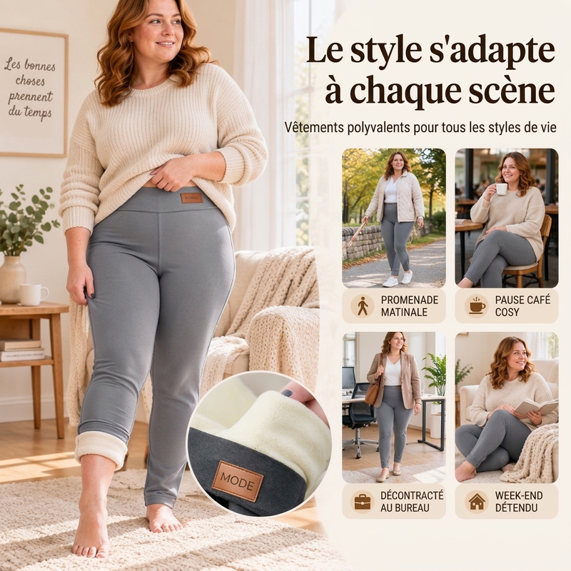 💖 Legging thermique femme à taille haute, avec doublure en peluche douce 🧶