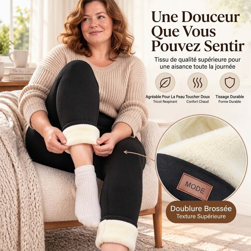 💖 Legging thermique femme à taille haute, avec doublure en peluche douce 🧶