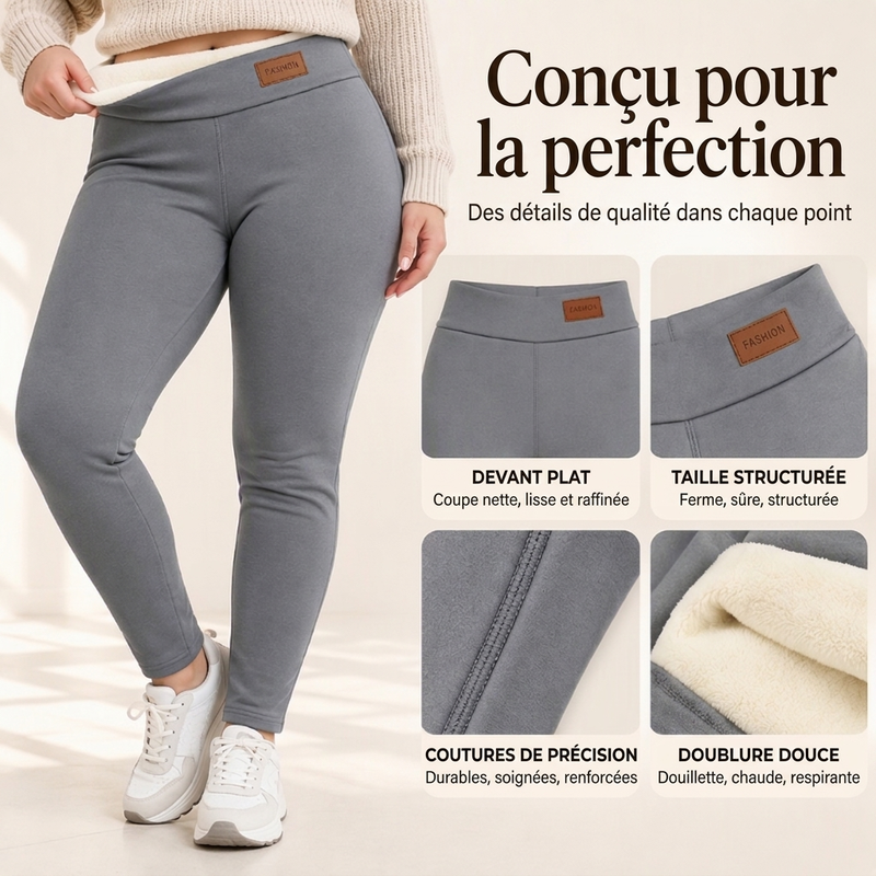 💖 Legging thermique femme à taille haute, avec doublure en peluche douce 🧶