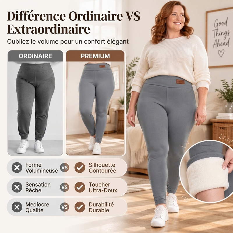 💖 Legging thermique femme à taille haute, avec doublure en peluche douce 🧶
