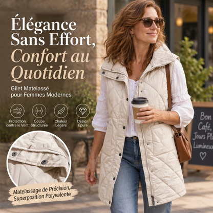 🧥 Gilet matelassé thermique mi-long pour femme, léger et bien chaud ❄️