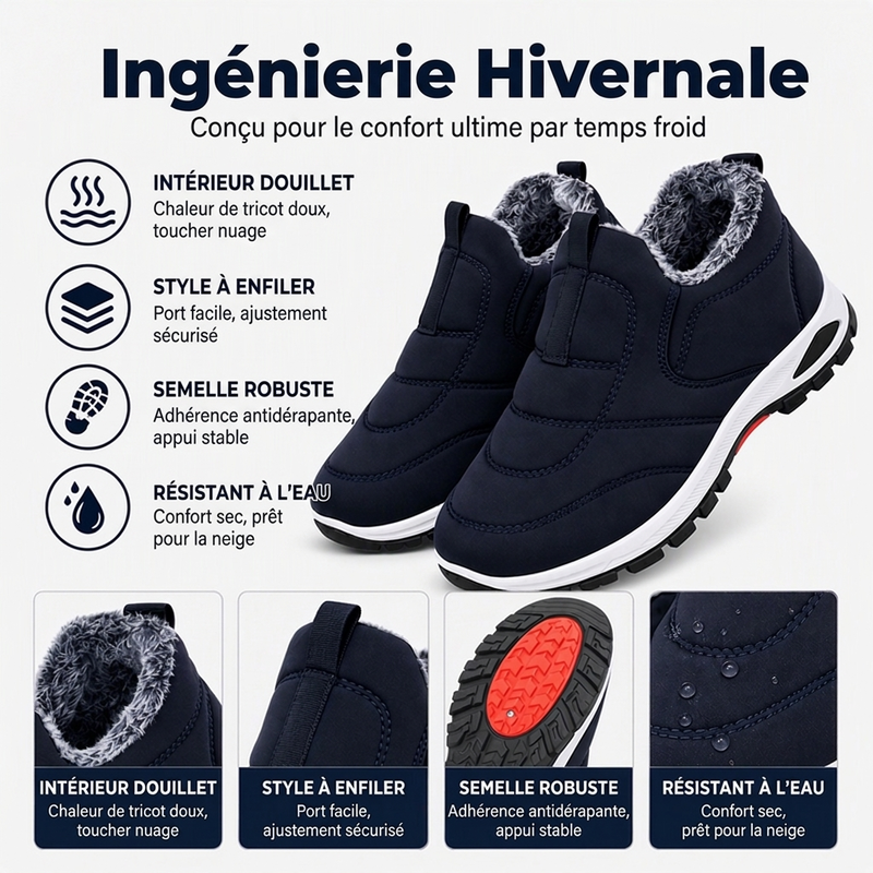 ❄️ Chaussures de neige d'hiver chaudes et faciles à enfiler pour hommes et femmes 🥾